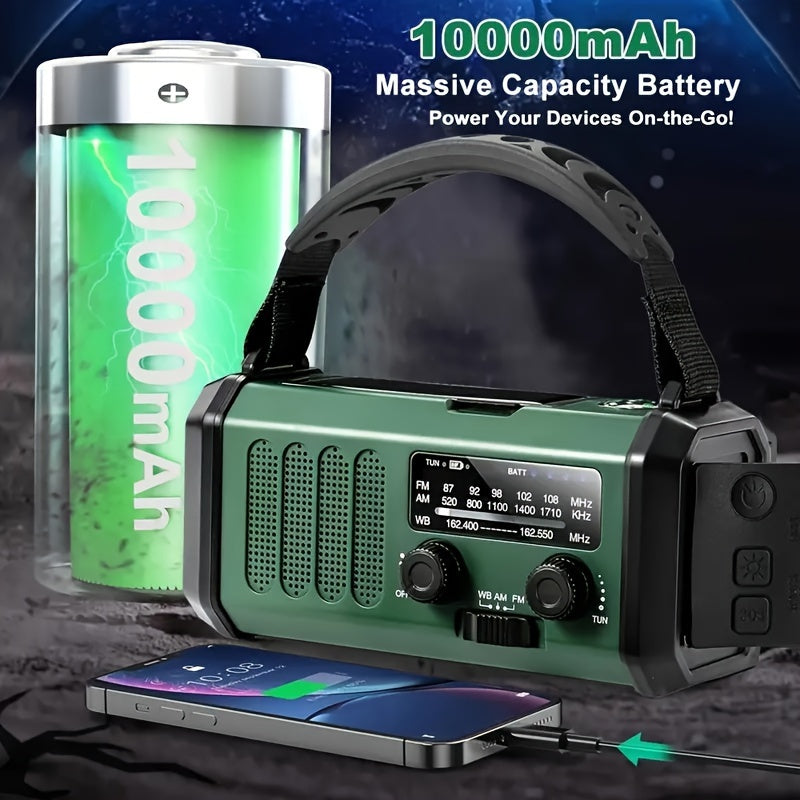 Maliben | Stormmate X10 Emergency Radio With 10,000 Mah Power Bank | Solar, Crank & Usb-C | Led Light, Sos Alarm & Compass | Am/Fm/Noaa