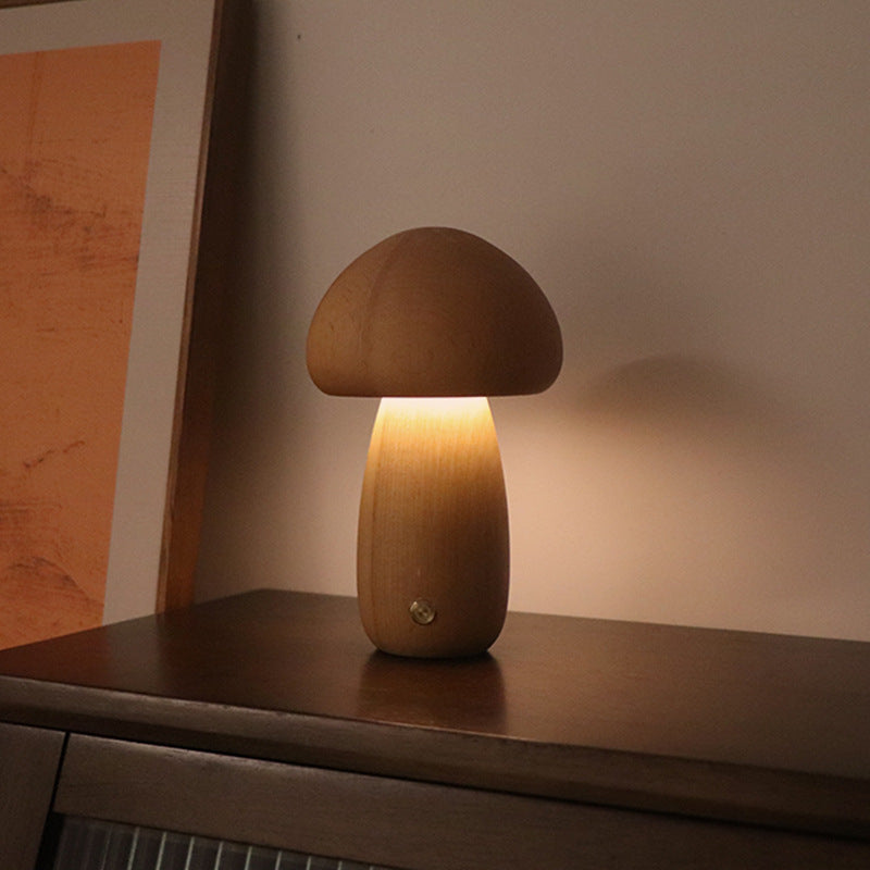 Maliben | Mushroomlight - Wireless Wooden Mushroom Led Night Light