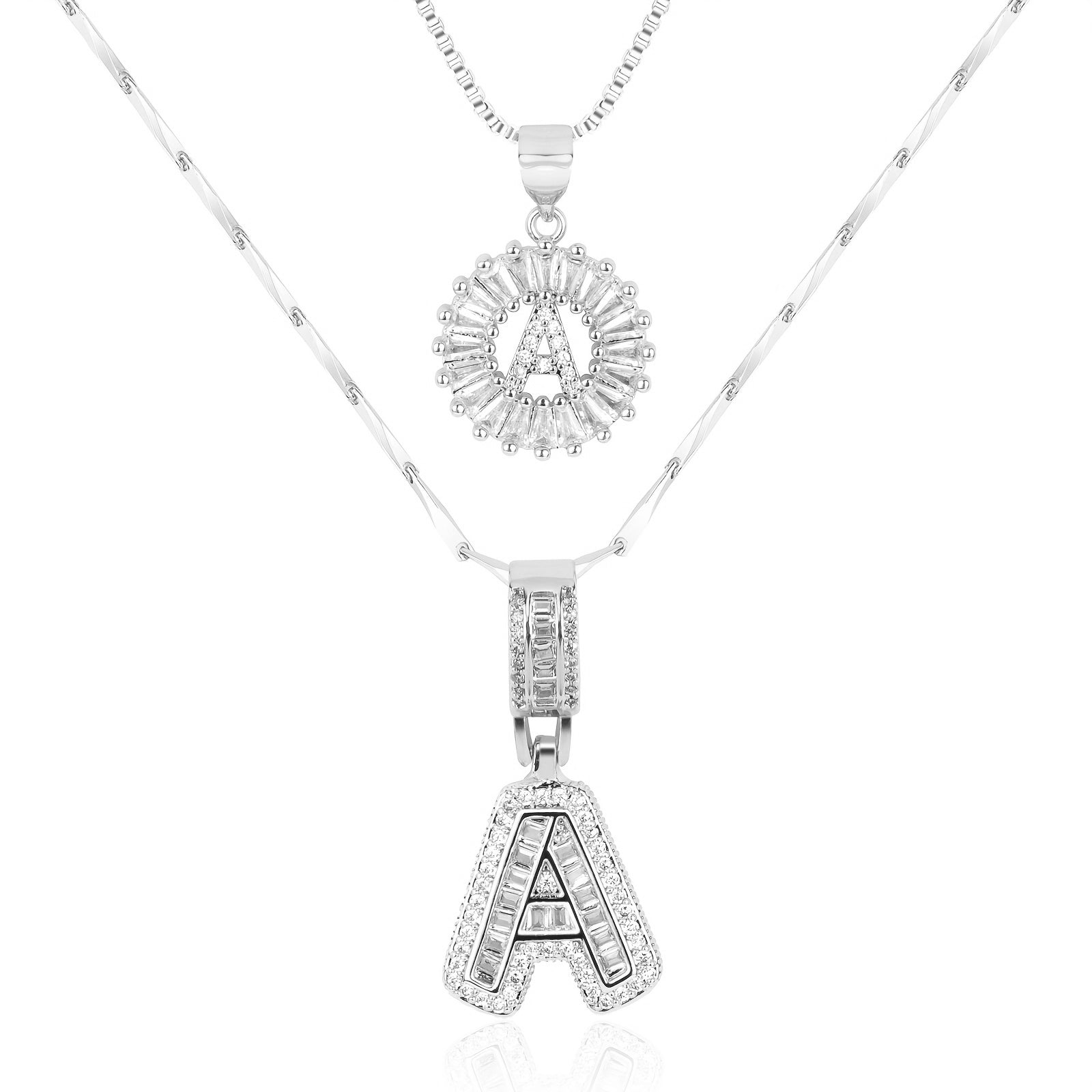 Maliben | 2pc 14k Diamond Letter Initial Necklaces