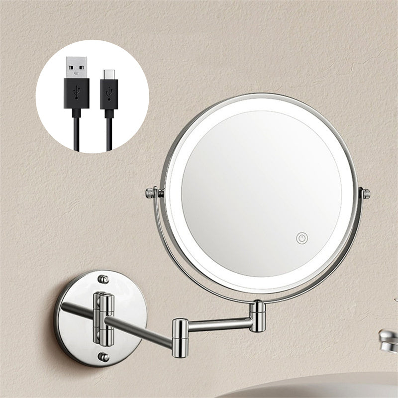 Maliben | Rechargeable Wall-Mounted ShavIng Mirror | 360° Rotation. 1x/10x Magnification And Adjustable Led Lighting For Use in The Bathroom