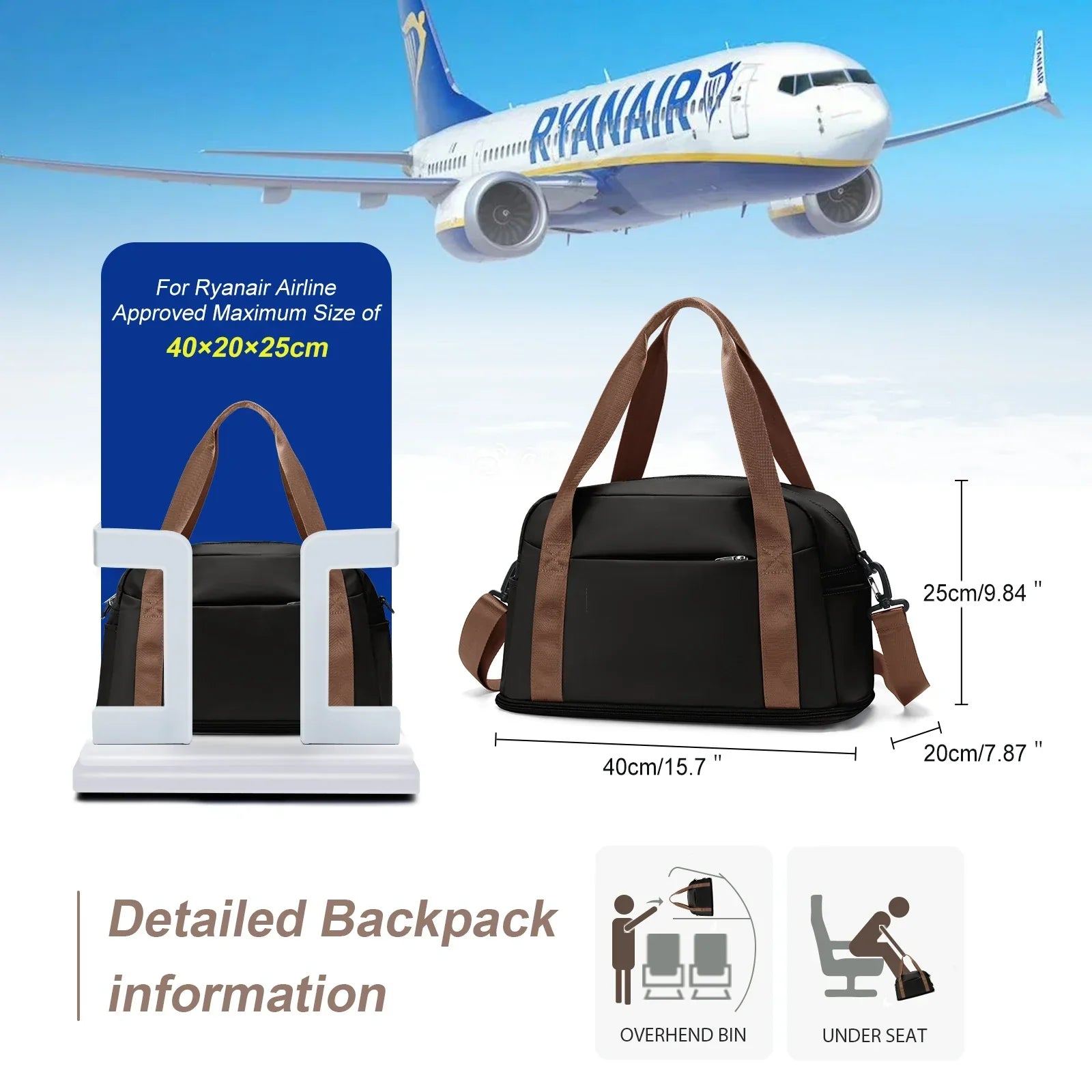Maliben | Travel Bag "Skyvora" | Maximum Size For Hand Luggage | Light & Versatile | 40x20x25 Cm & 45x36x20 Cm