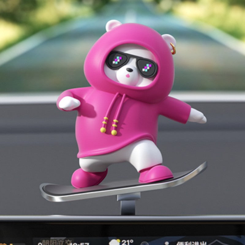 Maliben | Car-Mounted Cartoon Skateboarding Bear Sliding Ornament