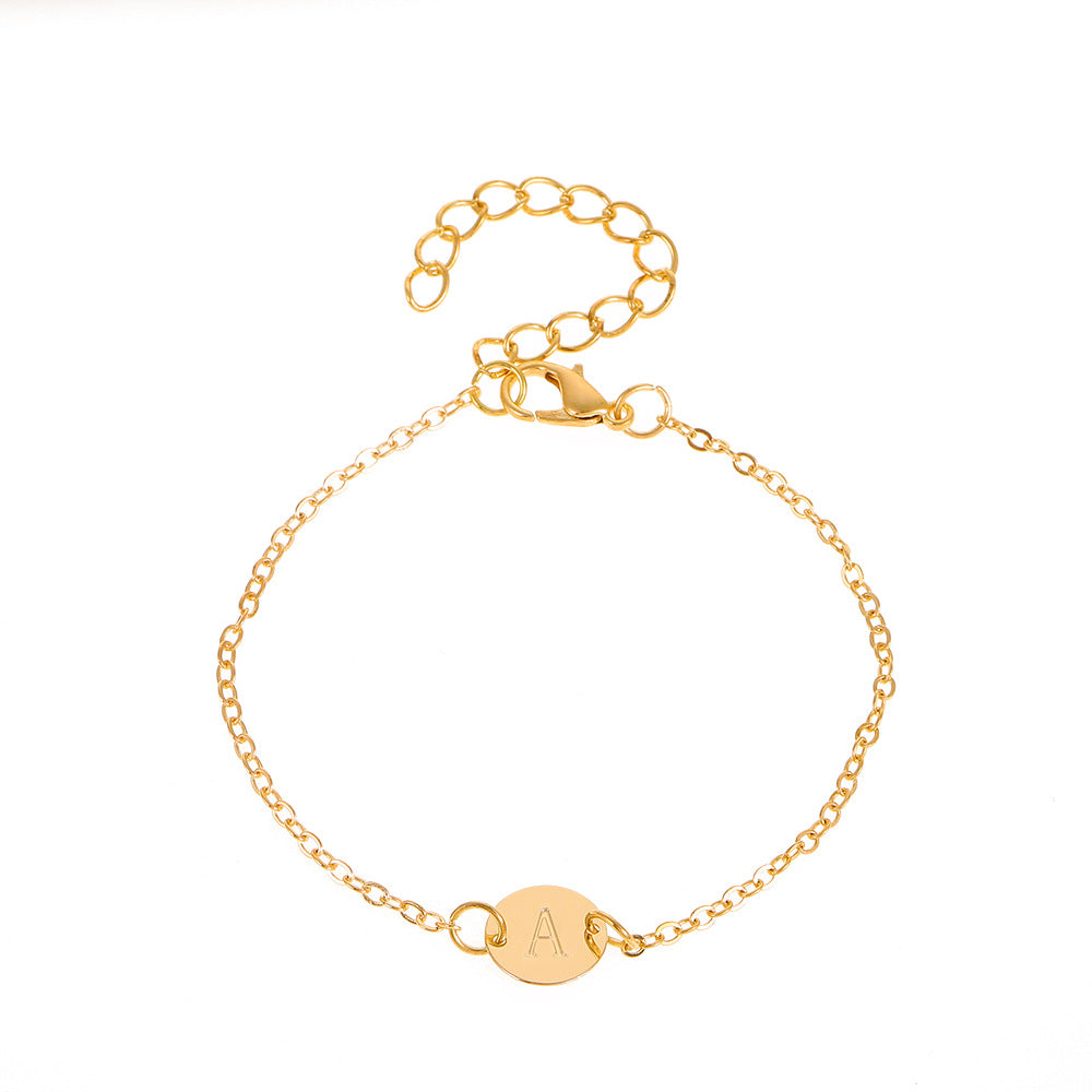 Maliben | Dainty Chain Letter Initial Charm Bracelet