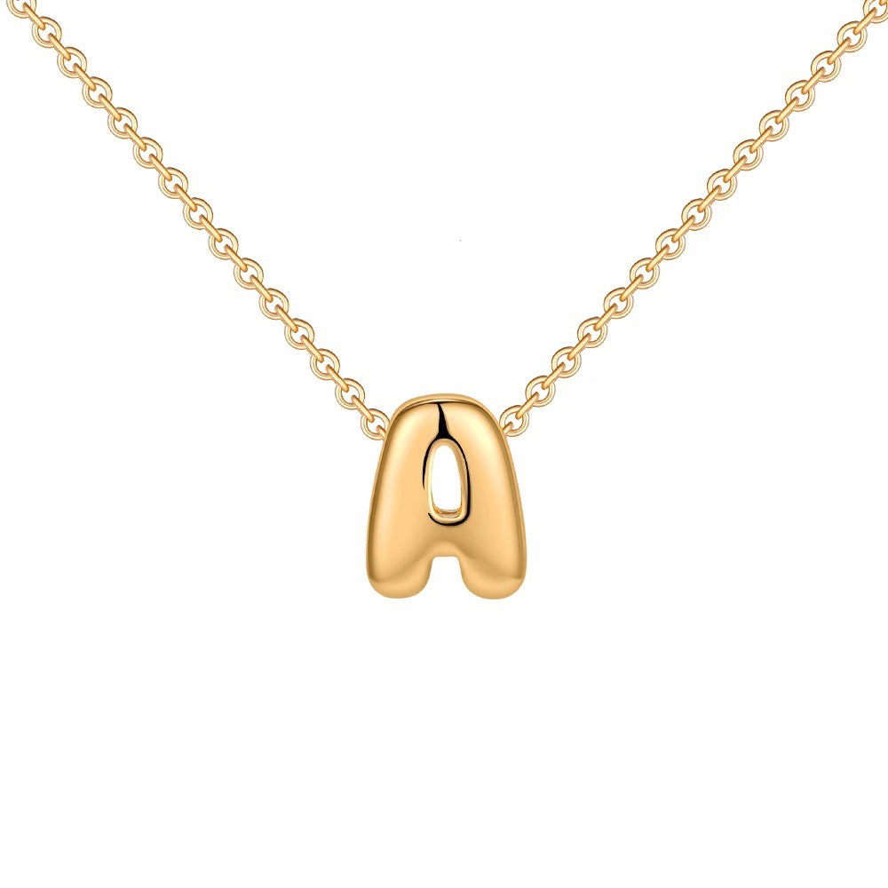 Maliben | Dainty Bubble Letter Initial Necklace