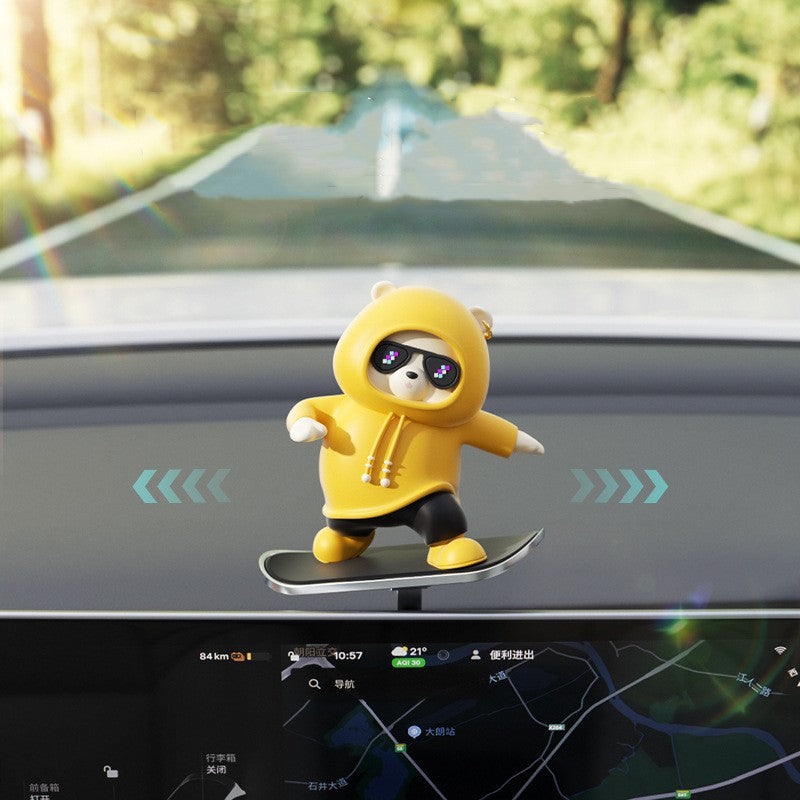 Maliben | Car-Mounted Cartoon Skateboarding Bear Sliding Ornament
