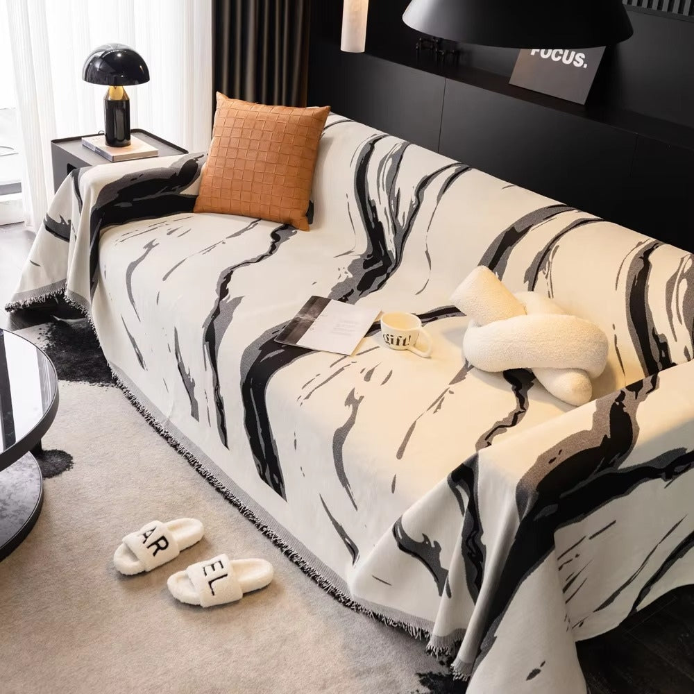 Maliben | Abstract Brushstroke Chenille Sofa Cover