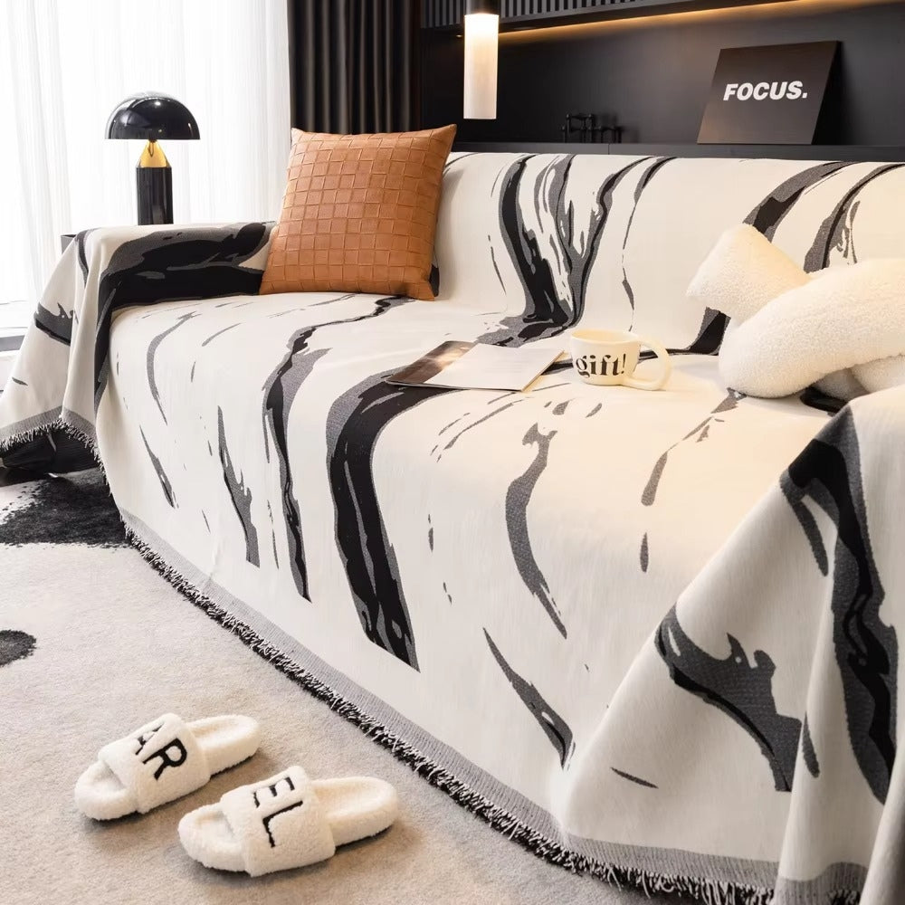 Maliben | Abstract Brushstroke Chenille Sofa Cover
