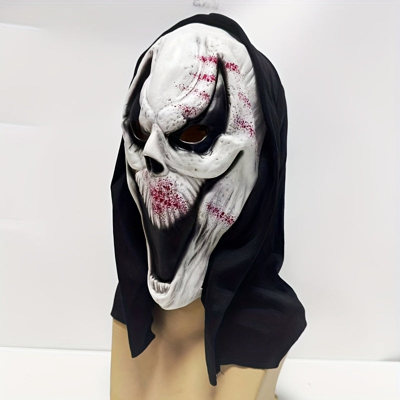 Maliben | Skull Mask | Full Head Halloween Mask | Bloody Horror Look | With Hood