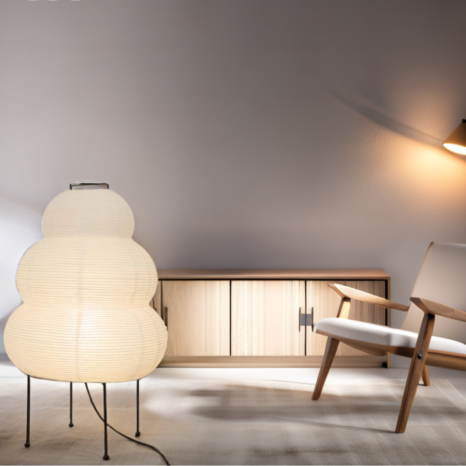 Maliben Zen Floor Lamp – Japanese Wabi-Sabi Style with 3-Mode Dimmable LED Light