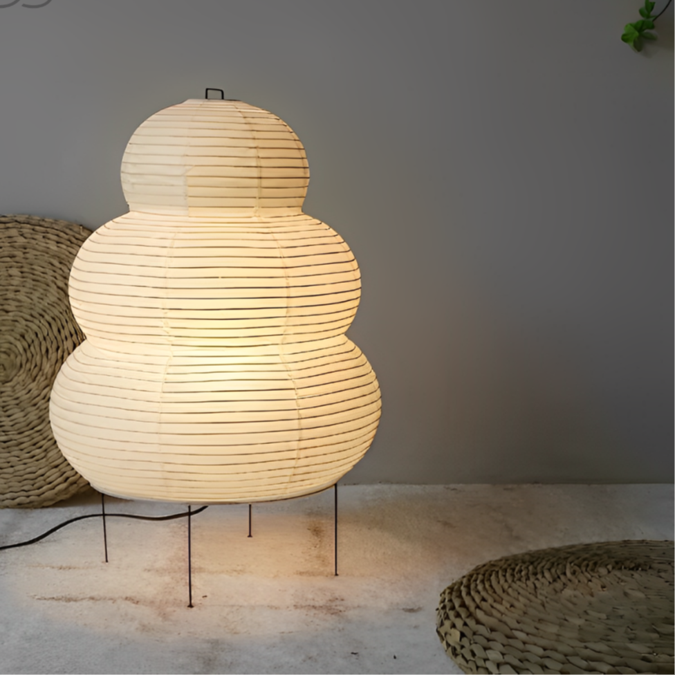 Maliben Zen Floor Lamp – Japanese Wabi-Sabi Style with 3-Mode Dimmable LED Light
