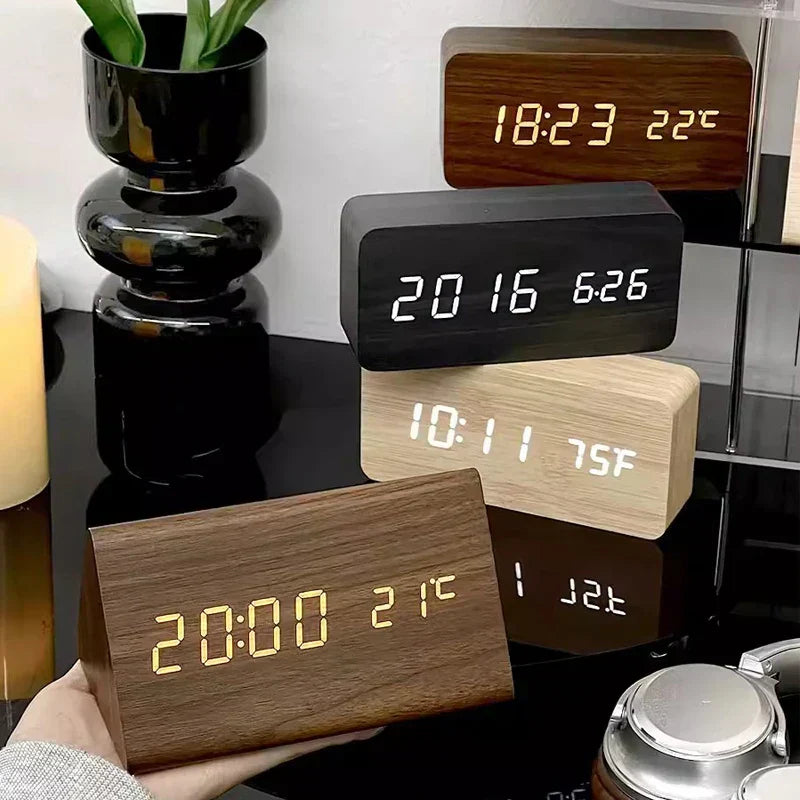 Maliben | Charms | Digital Wooden Alarm Clock | Including Temperature Display