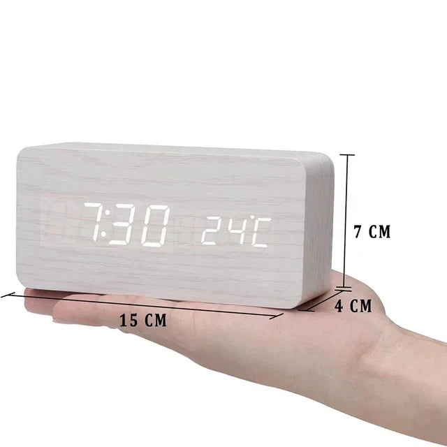 Maliben | Charms | Digital Wooden Alarm Clock | Including Temperature Display