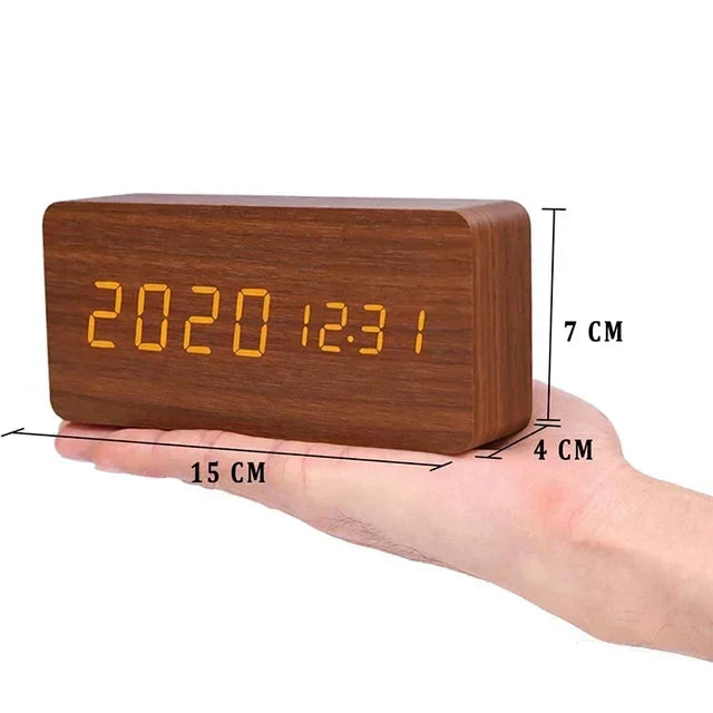 Maliben | Charms | Digital Wooden Alarm Clock | Including Temperature Display