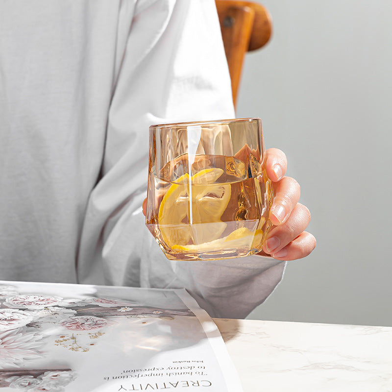 Maliben | Amber hexagonal Glass Cups