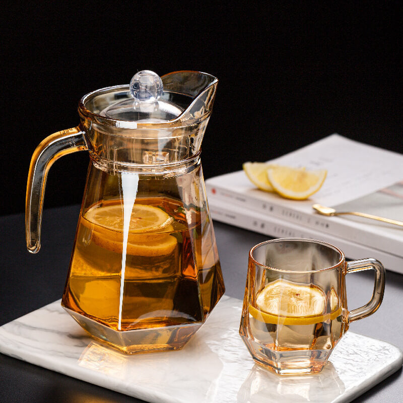 Maliben | Amber hexagonal Glass Cups