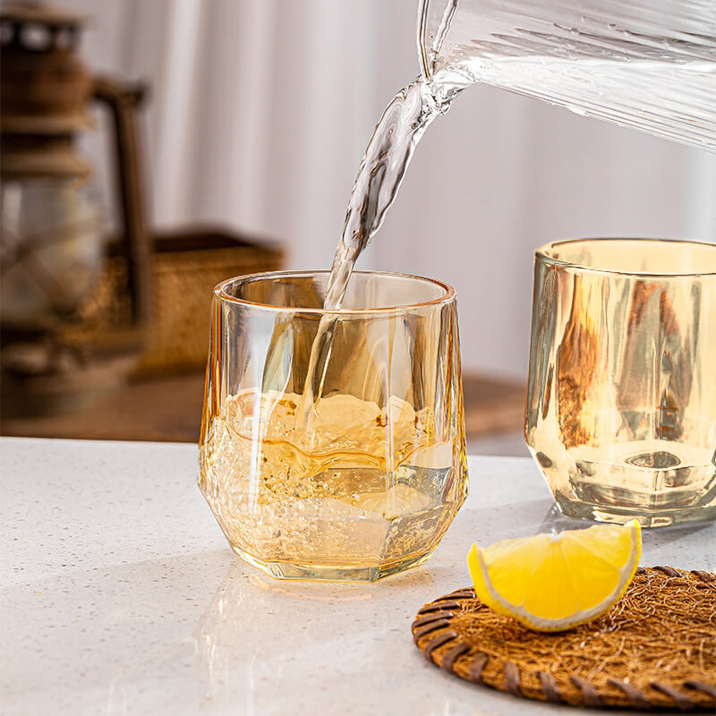 Maliben | Amber hexagonal Glass Cups