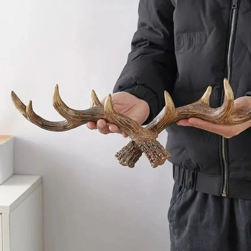 Maliben Vintage Antler Wall Hook — Rustic Resin Coat Rack