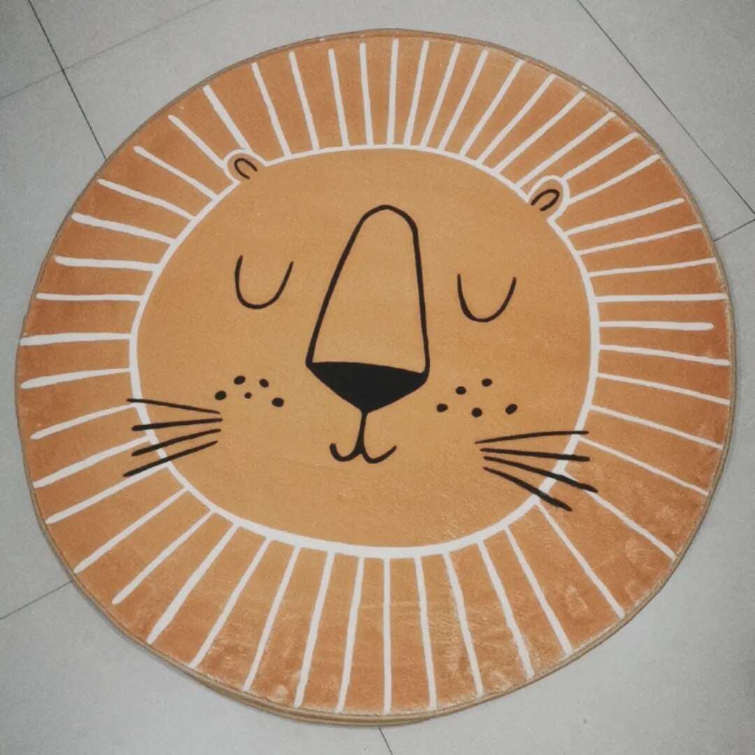 Maliben Round Lion Rug for Kids — Soft Polyester, 80–120 cm