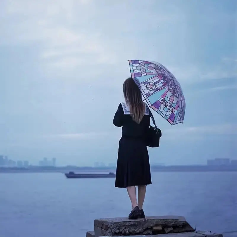 Maliben | Automatic Umbrella – Vintage Design With Stained Glass And Wind Predection