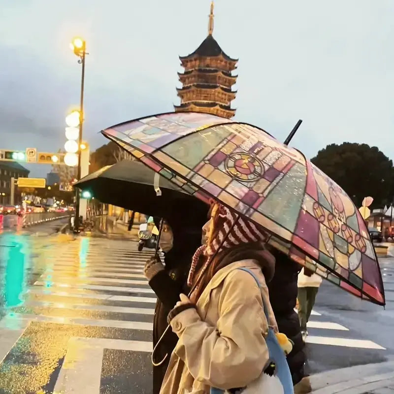 Maliben | Automatic Umbrella – Vintage Design With Stained Glass And Wind Predection