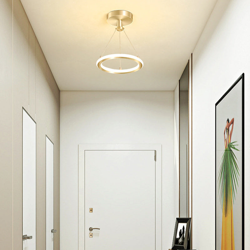 Maliben | Contemporary Nordic Round Metal Silica Led Semi-Flush Mount Ceiling Light For Corridor