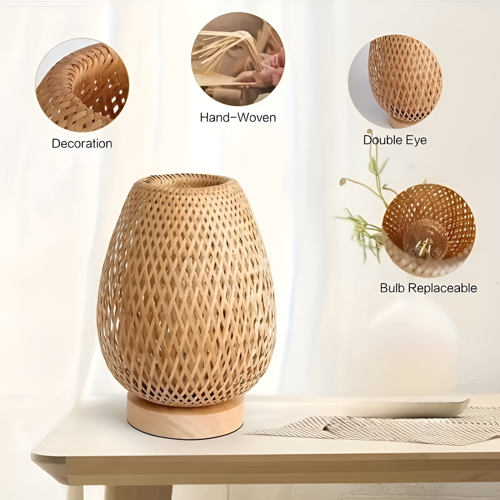 Maliben | Stylish Bamboo Table Lamp With Usb Power – Sustainable And Energy-Efficient Design