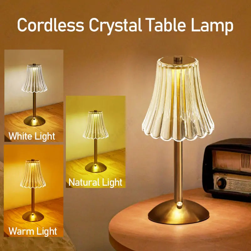 Maliben | Cristalglow - Chic Wireless Table Lamp With Elegant Crystal Decoration