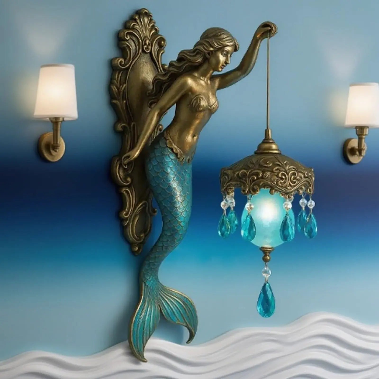 Maliben | Elegant Baroque Mermaid Wall Lamp – Artistic Maritime Wall Lamp For Atmospheric Spaces