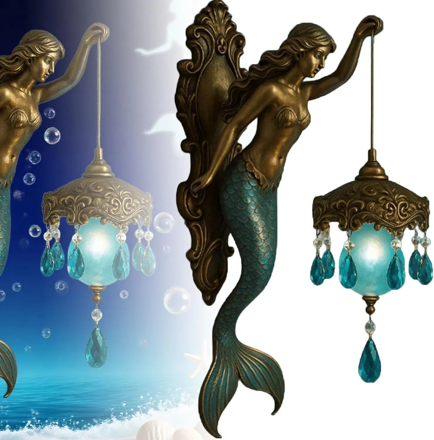 Maliben | Elegant Baroque Mermaid Wall Lamp – Artistic Maritime Wall Lamp For Atmospheric Spaces