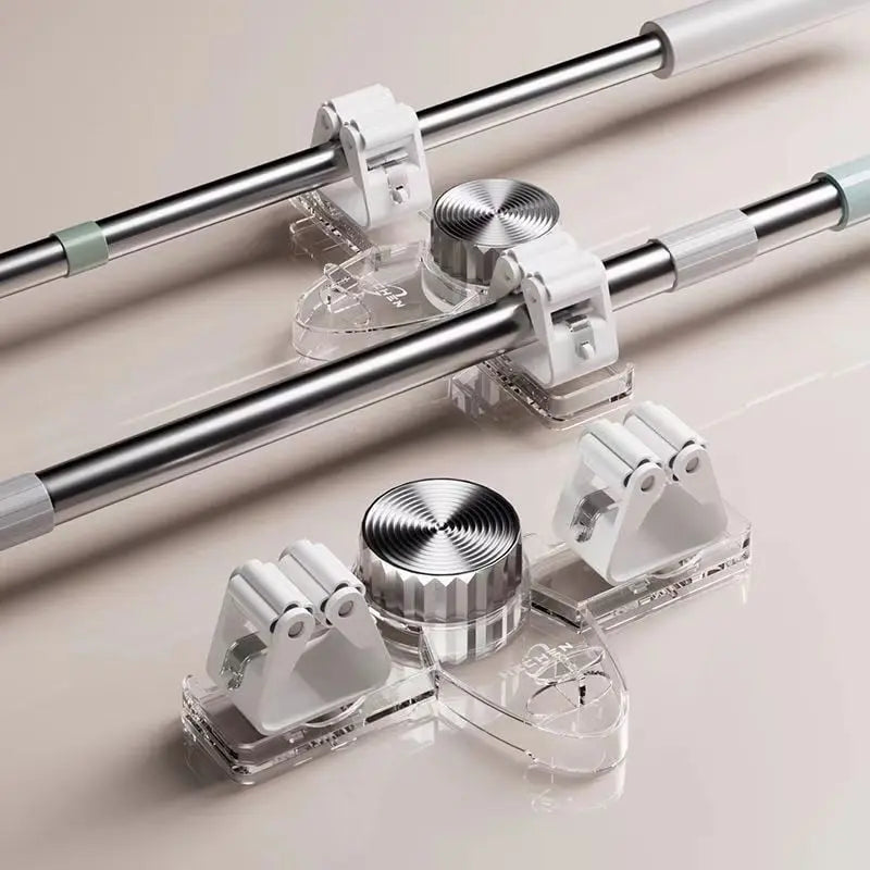 Maliben | Broom Clamp With Suction Cups – Space-Saving Wall Holder With Adjustable Hooks