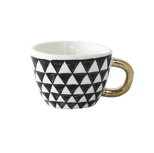 Maliben | Cup with abstract geometric pattern and gold handle