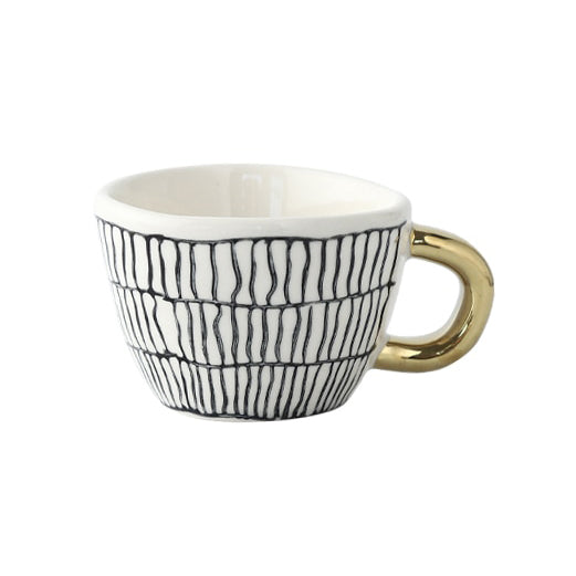 Maliben | Cup with abstract geometric pattern and gold handle
