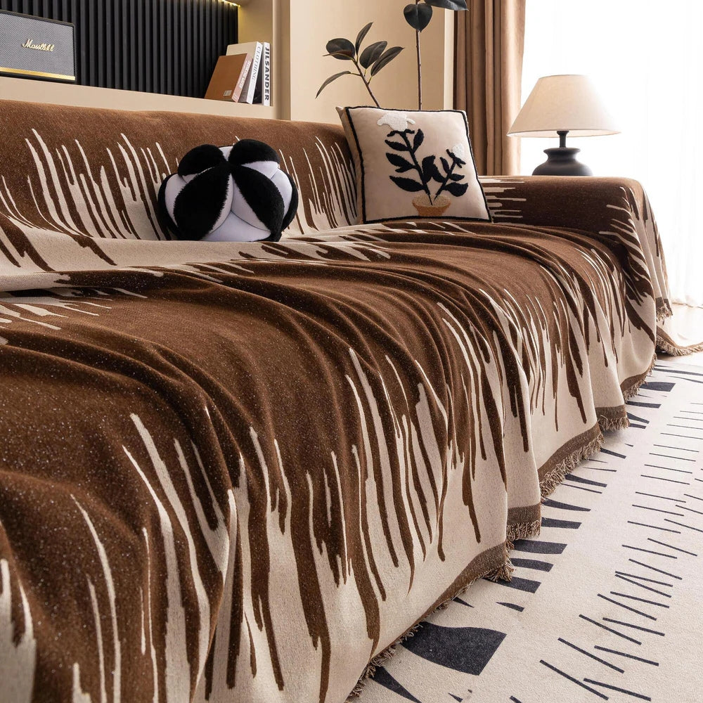 Maliben | Brushstroke Vertical Pattern Chenille Sofa Cover