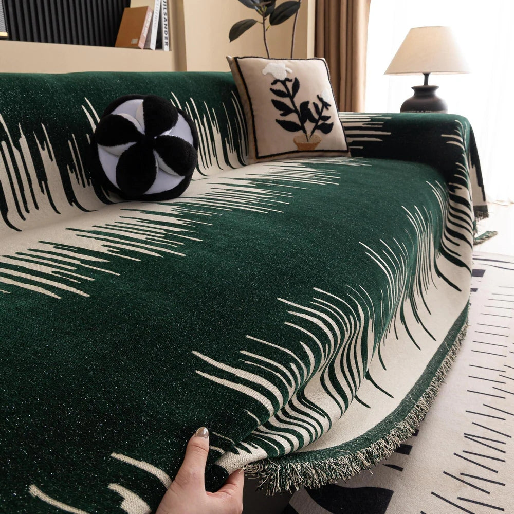 Maliben | Brushstroke Vertical Pattern Chenille Sofa Cover