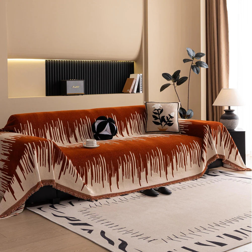 Maliben | Brushstroke Vertical Pattern Chenille Sofa Cover
