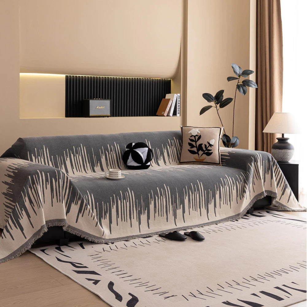 Maliben | Brushstroke Vertical Pattern Chenille Sofa Cover