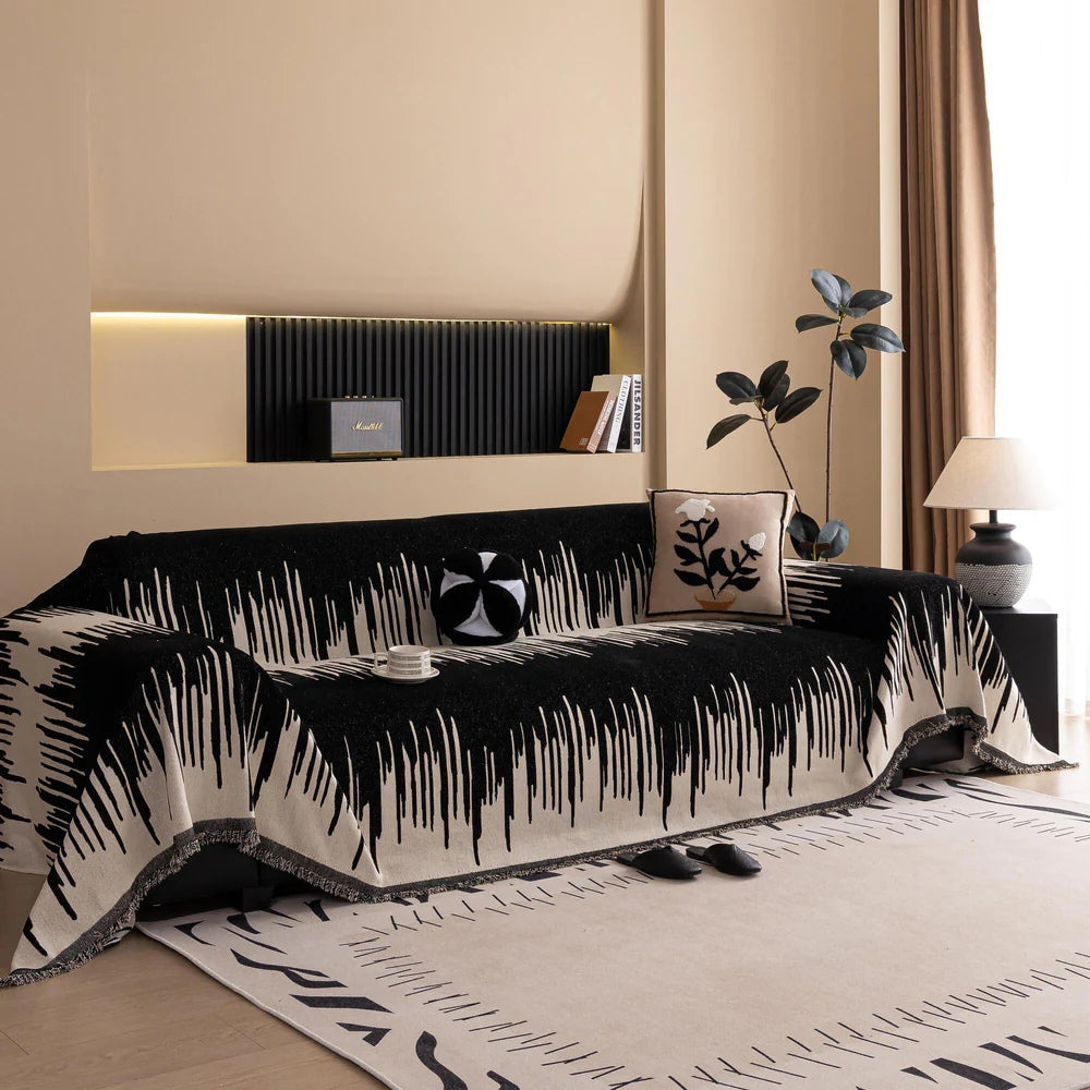 Maliben | Brushstroke Vertical Pattern Chenille Sofa Cover