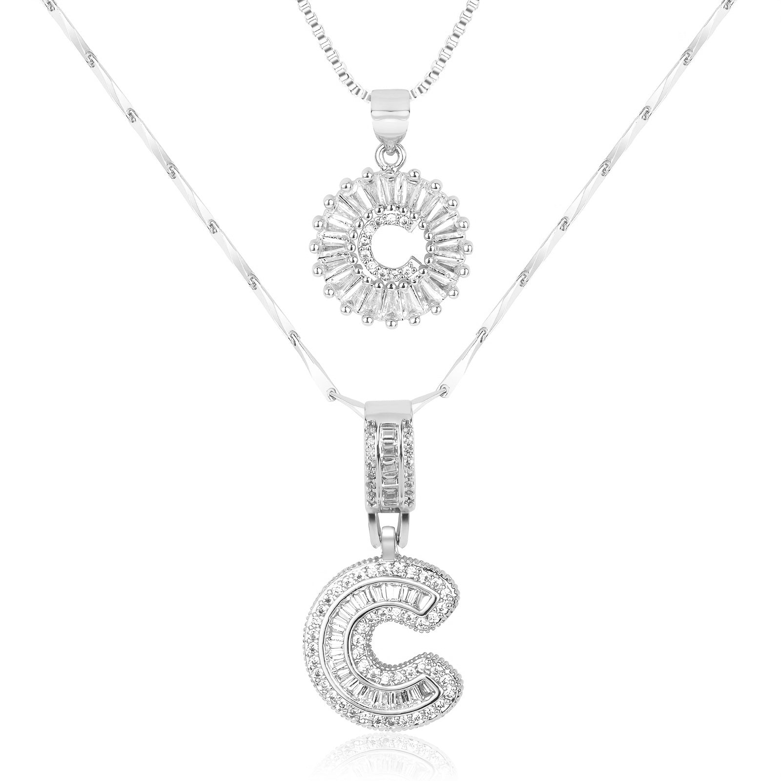 Maliben | 2pc 14k Diamond Letter Initial Necklaces