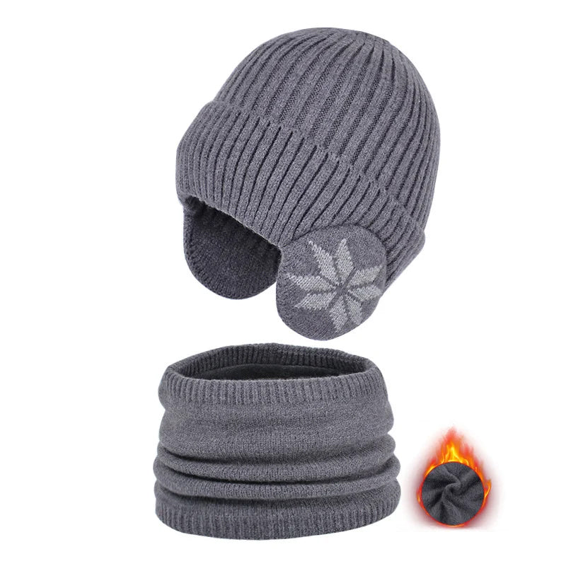 Maliben | Kids Winter Fleece Scarf Suit Knit Hat