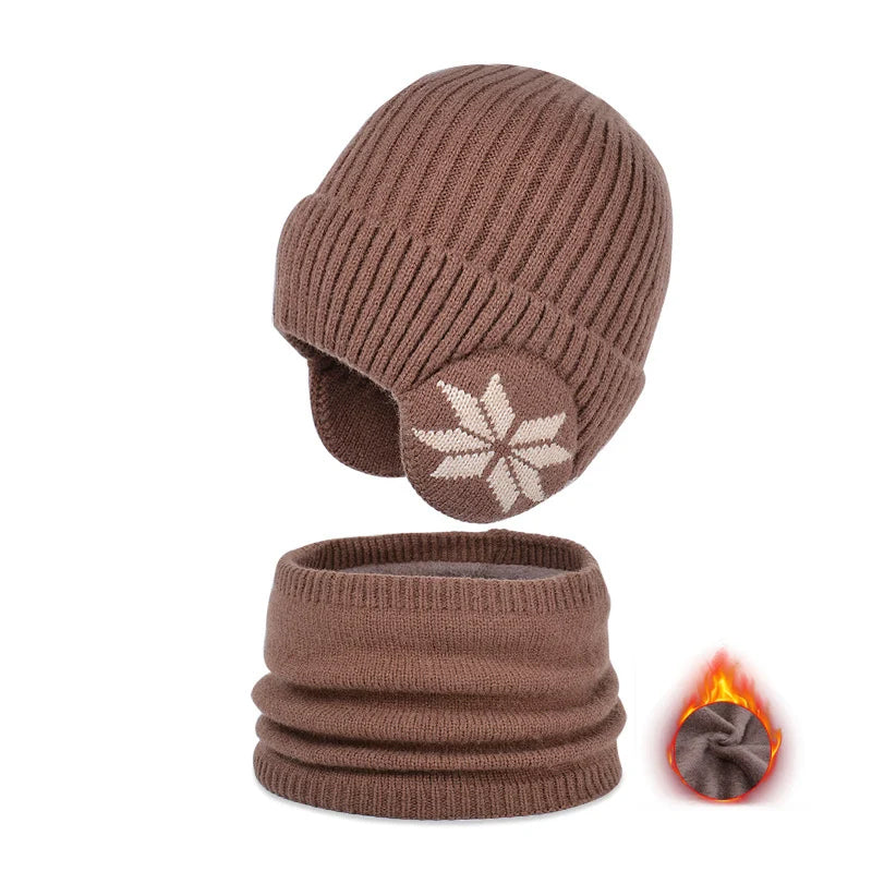 Maliben | Kids Winter Fleece Scarf Suit Knit Hat