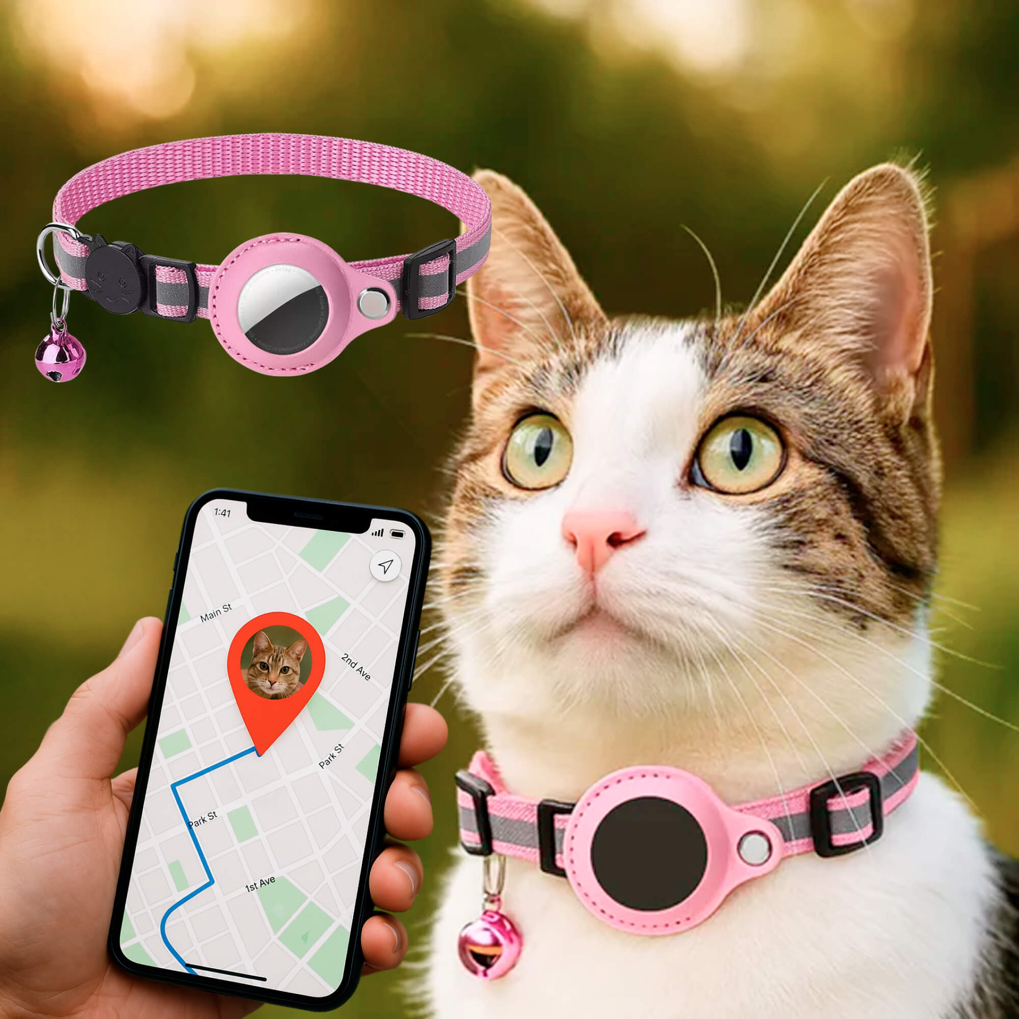 Maliben | Cat GPS Tracker Collar | Quick Release Closure, Reflective Design & Durable for Outdoor Safety Adventures