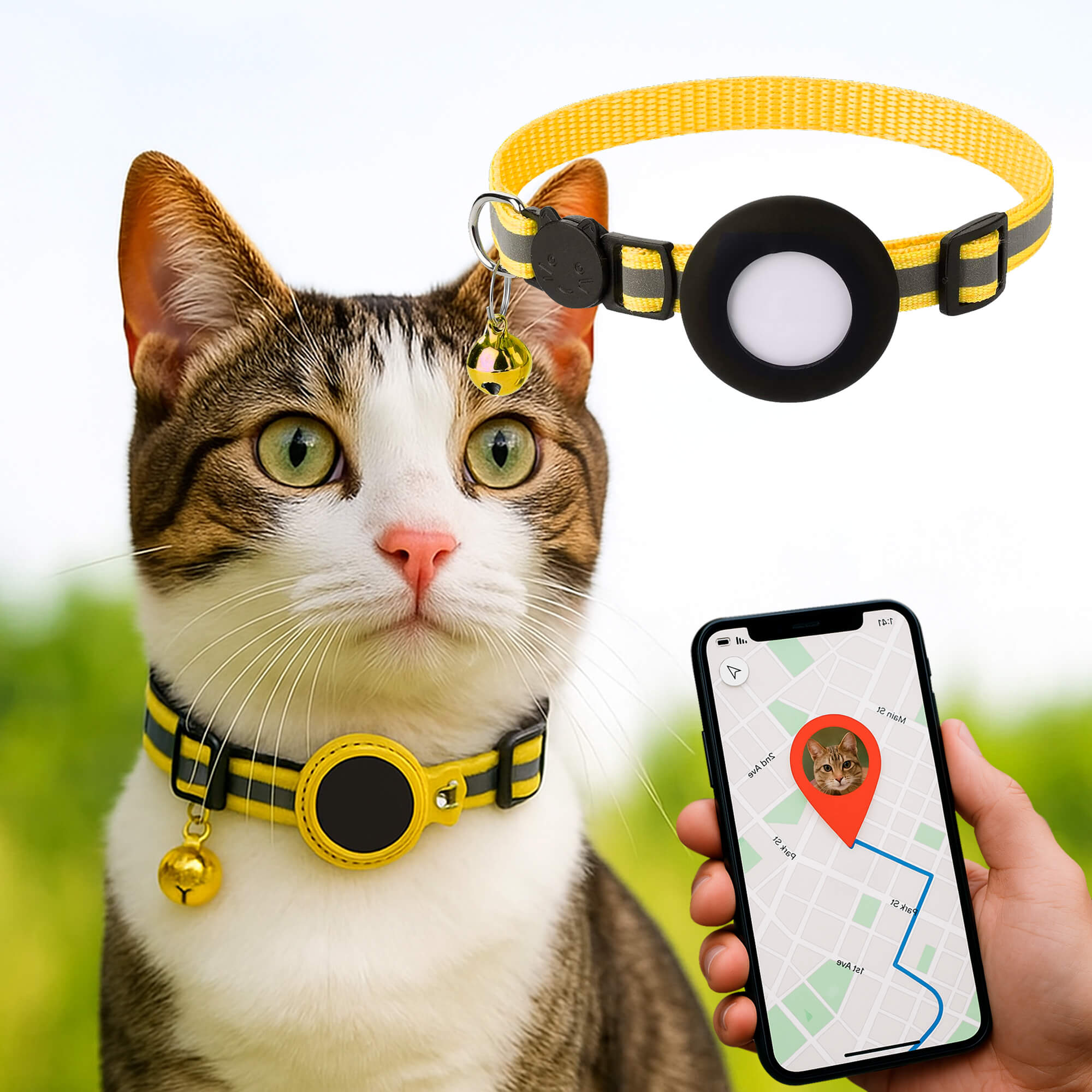 Maliben | Cat GPS Tracker Collar | Quick Release Closure, Reflective Design & Durable for Outdoor Safety Adventures
