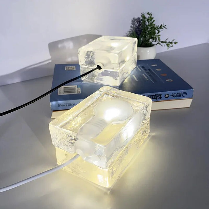 Maliben | Clarylume Glass Table Lamp | Glare-Free Led Light | Crystal Clear Design | For Bedroom, Office & Living Room