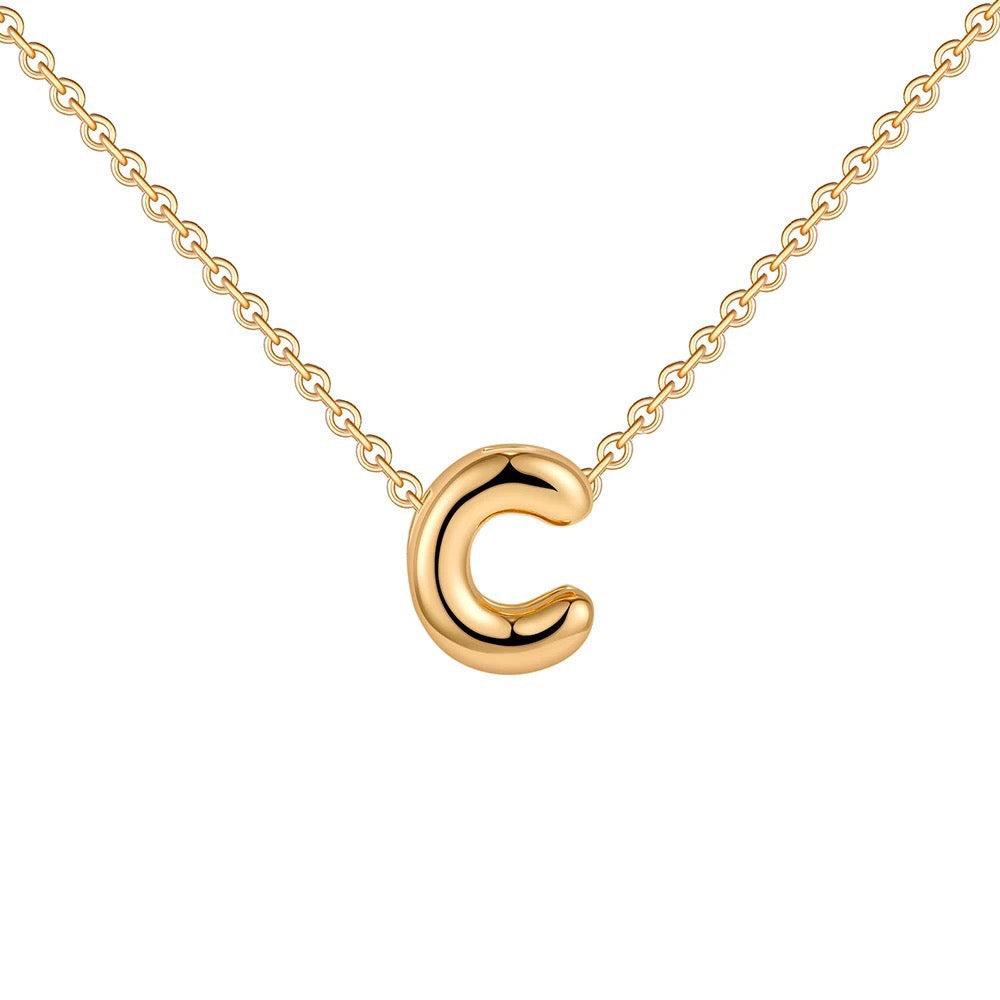 Maliben | Dainty Bubble Letter Initial Necklace