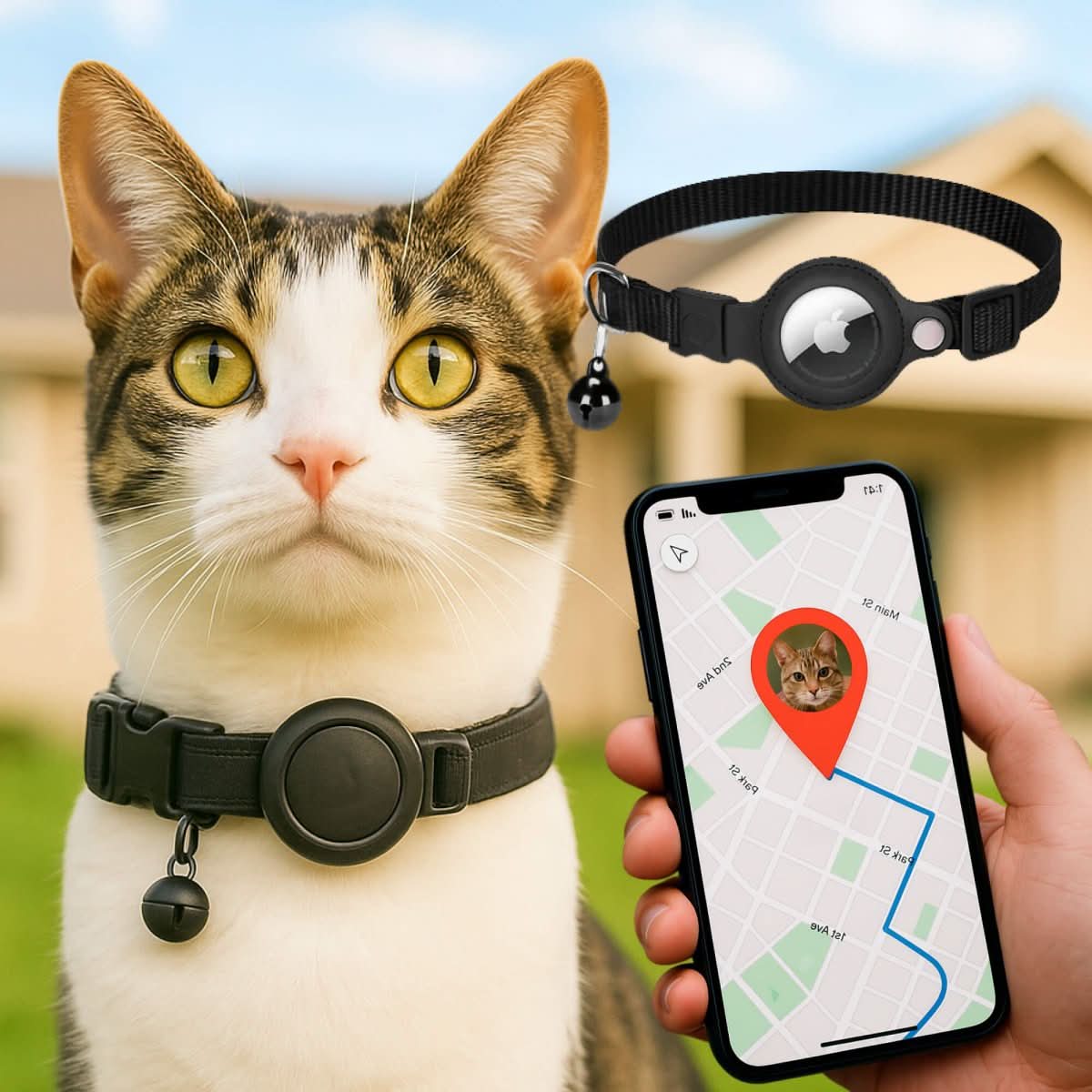 Maliben | GPS Cat Collar with Reflective Design and Safety Closure