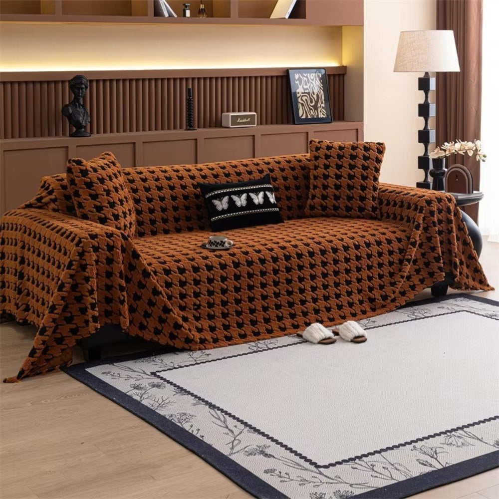 Maliben | Cavalli Houndstooth Plush Sofa Cover