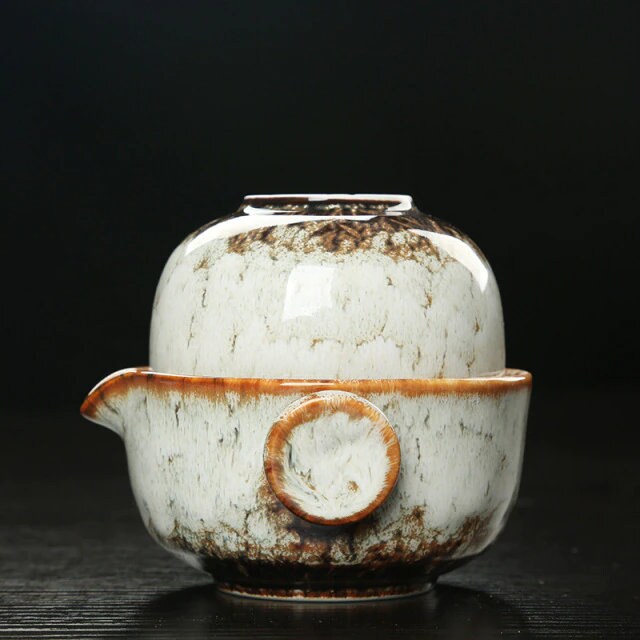 Maliben | Ceramic Gaiwan Set kuai ke Tea Set Camping Kung Fu Tea Set 1 Teapot 1 Cup Travel Teapot Coffee Cup Water Mug Office Kettle Drinking Utensils