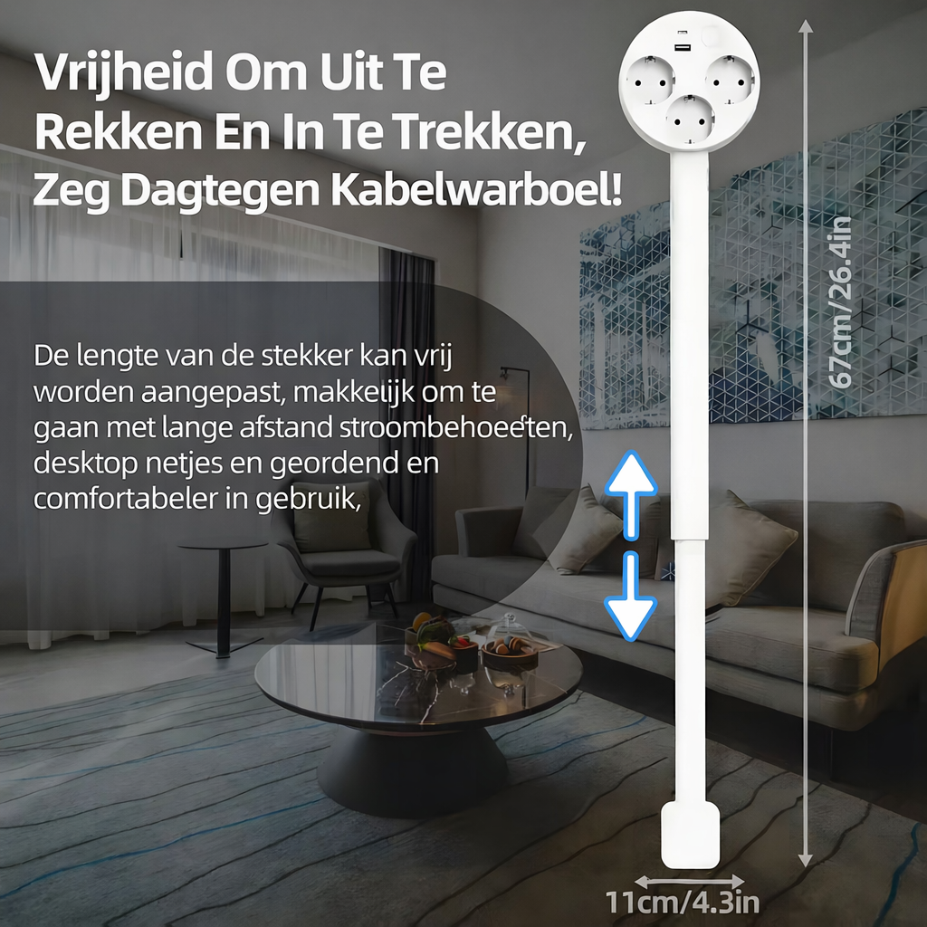 Maliben | Smart Extendable Socket With Usb | 3 Sockets + Extendable Arm + 180° Swivel Arm