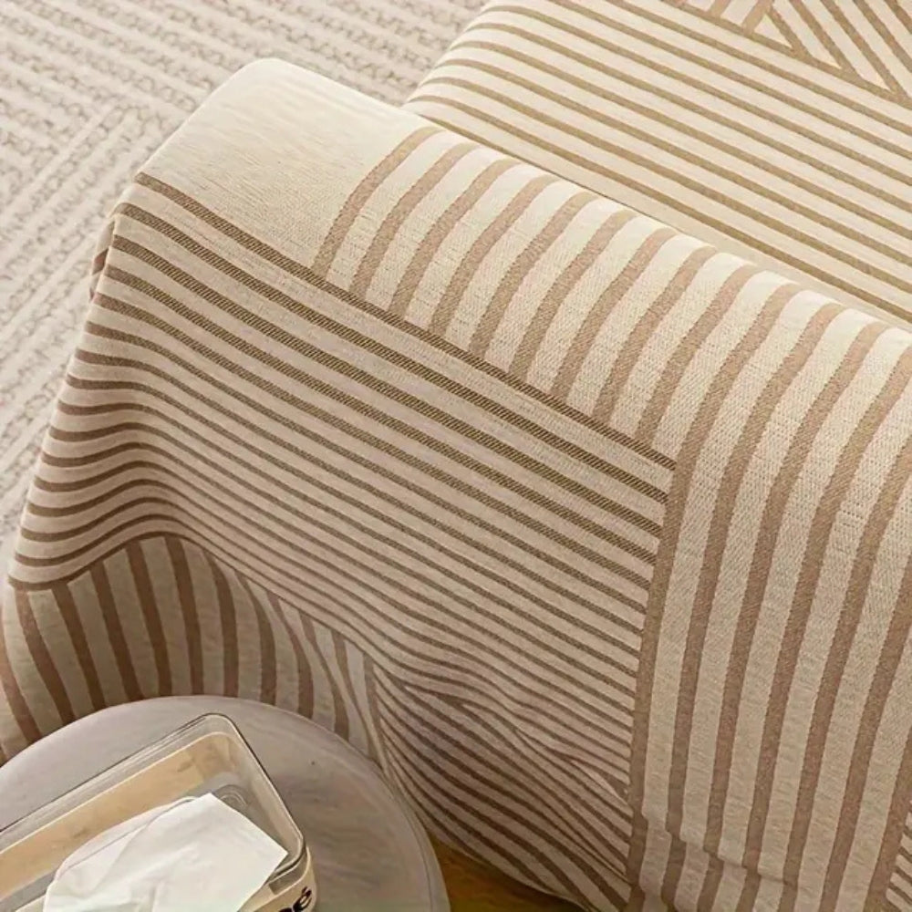 Maliben | Chenille Striped Tassel Sofa Cover