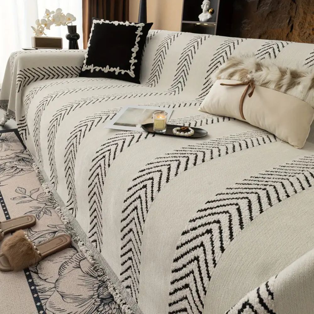 Maliben | Chevron Echo Line Sofa Cover